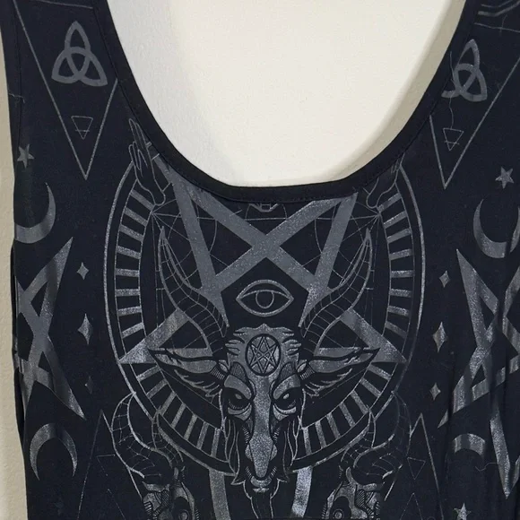 Killstar Vicky Veil Black Skater Dress Occult Print Size Medium - Picture 13 of 14